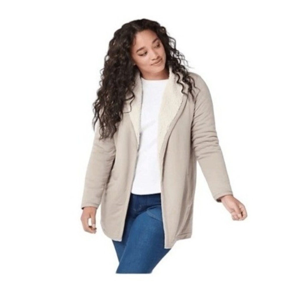 Kookaburra by UGG‎ Cardigan Sweater Oatmeal Cream French Terry Sherpa Lining XS